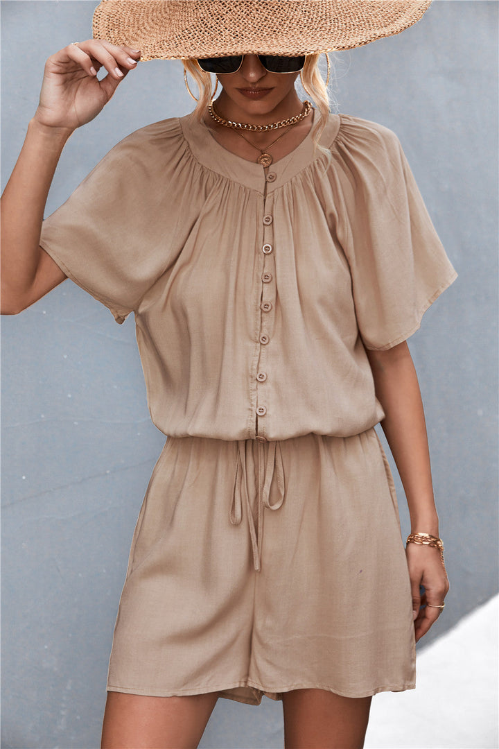 Damen Jumpsuit mit elastischem Bund und knopfverzierter Front Drune