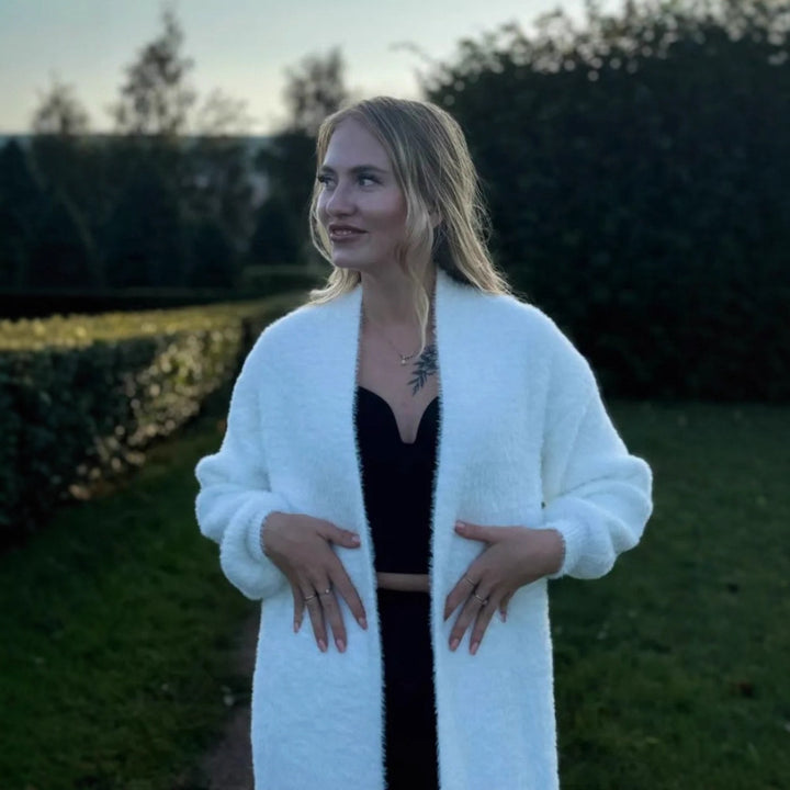 Damen Flauschiger Langarm Oversized Cardigan Drune