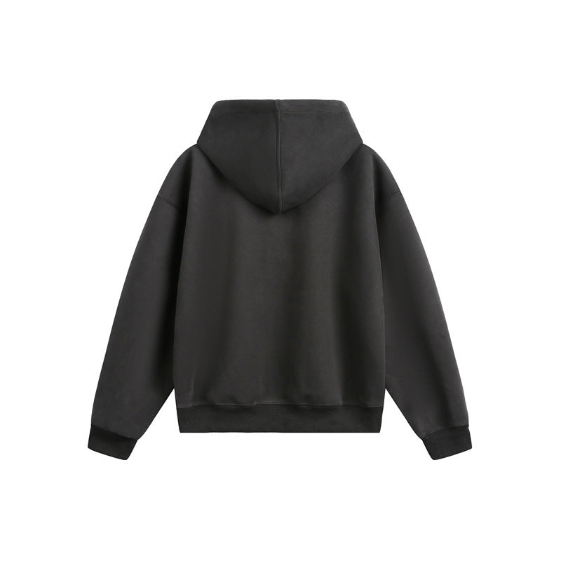 Unisex Kapuzen‑Sweatjacke mit Print‑Badges und Zweiwege‑Reißverschluss Drune