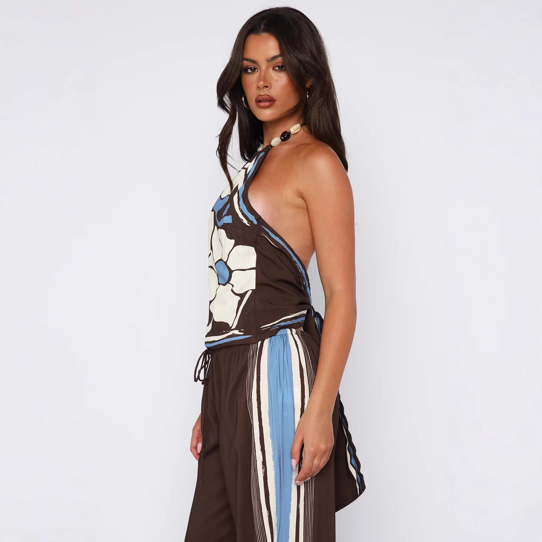 Damen Haltertop mit floralem Muster und weichem Baumwollstoff Drune
