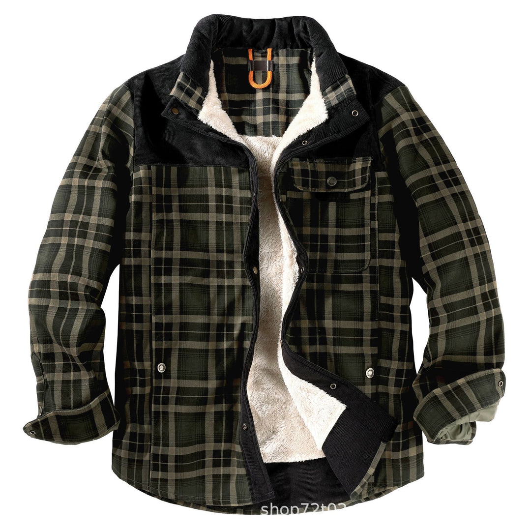 Herren gefütterte Karo-Hemdjacke im lässigen Stil mit praktischen Taschen Drune