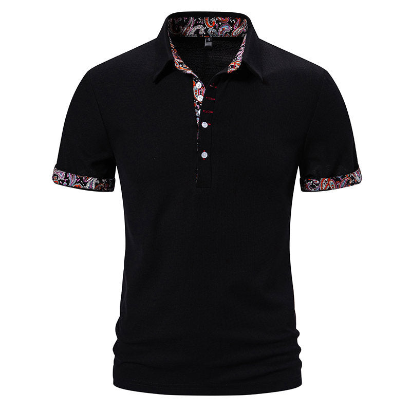 Herren Elegantes Kurzarm Poloshirt mit einzigartigem gemusterten Saum Drune