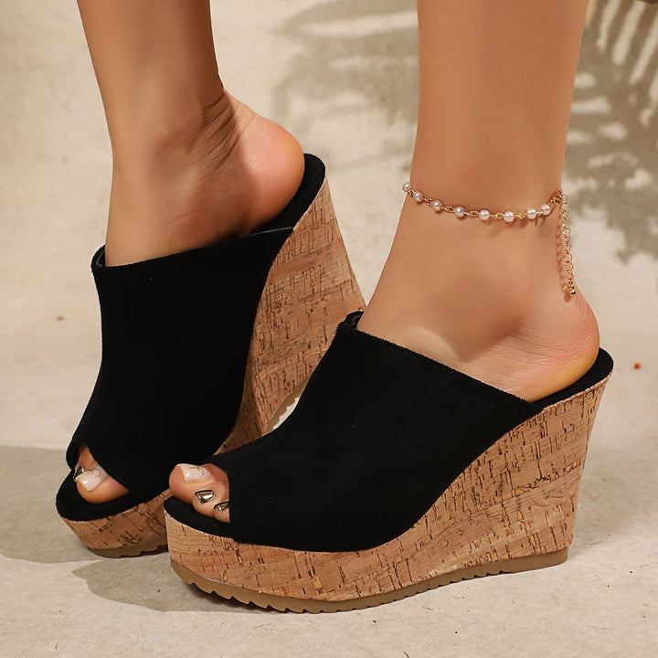 Damen Wedge-Pantoletten mit elegantem Korkdetail Drune