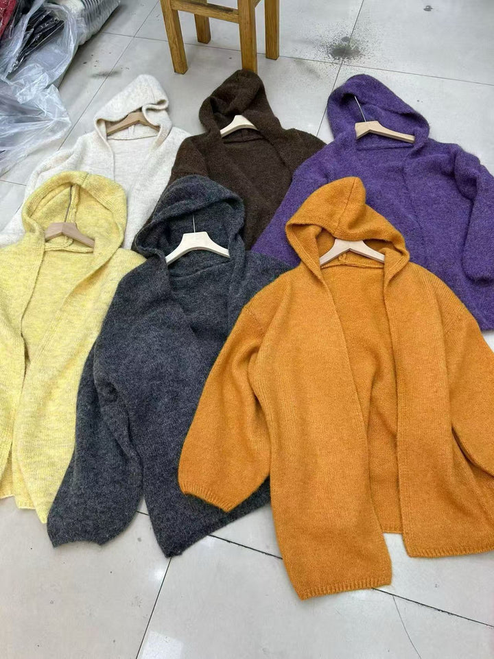 Damen Flauschige Übergröße Strickjacke Drune