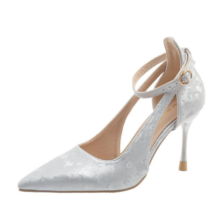 Damen Spitzen High Heels mit eleganter Fesselriemenverzierung Drune