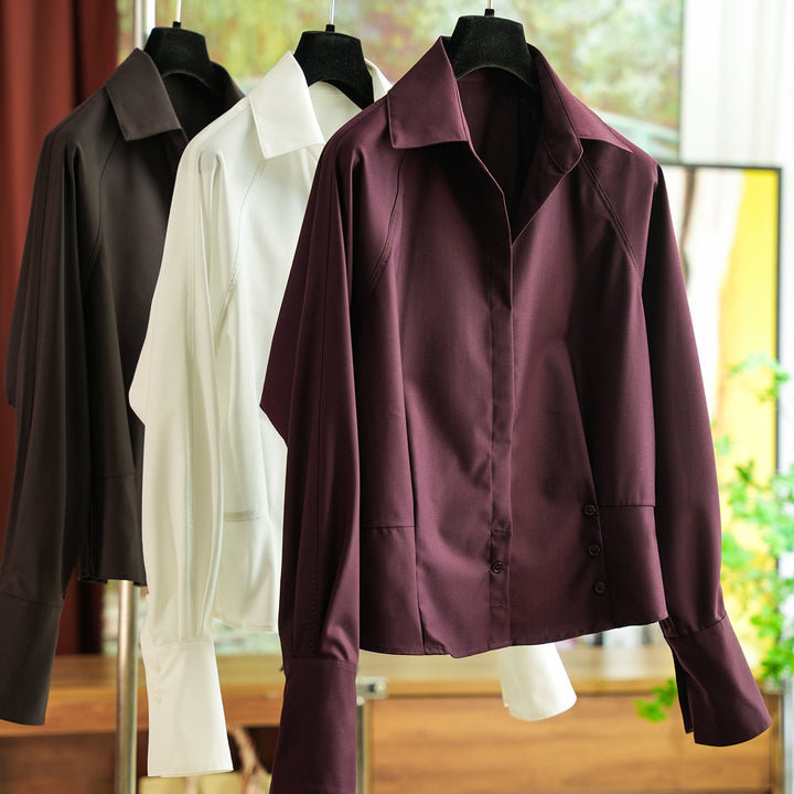 Damen Modische Bluse mit leichtem Drapeeffekt Drune