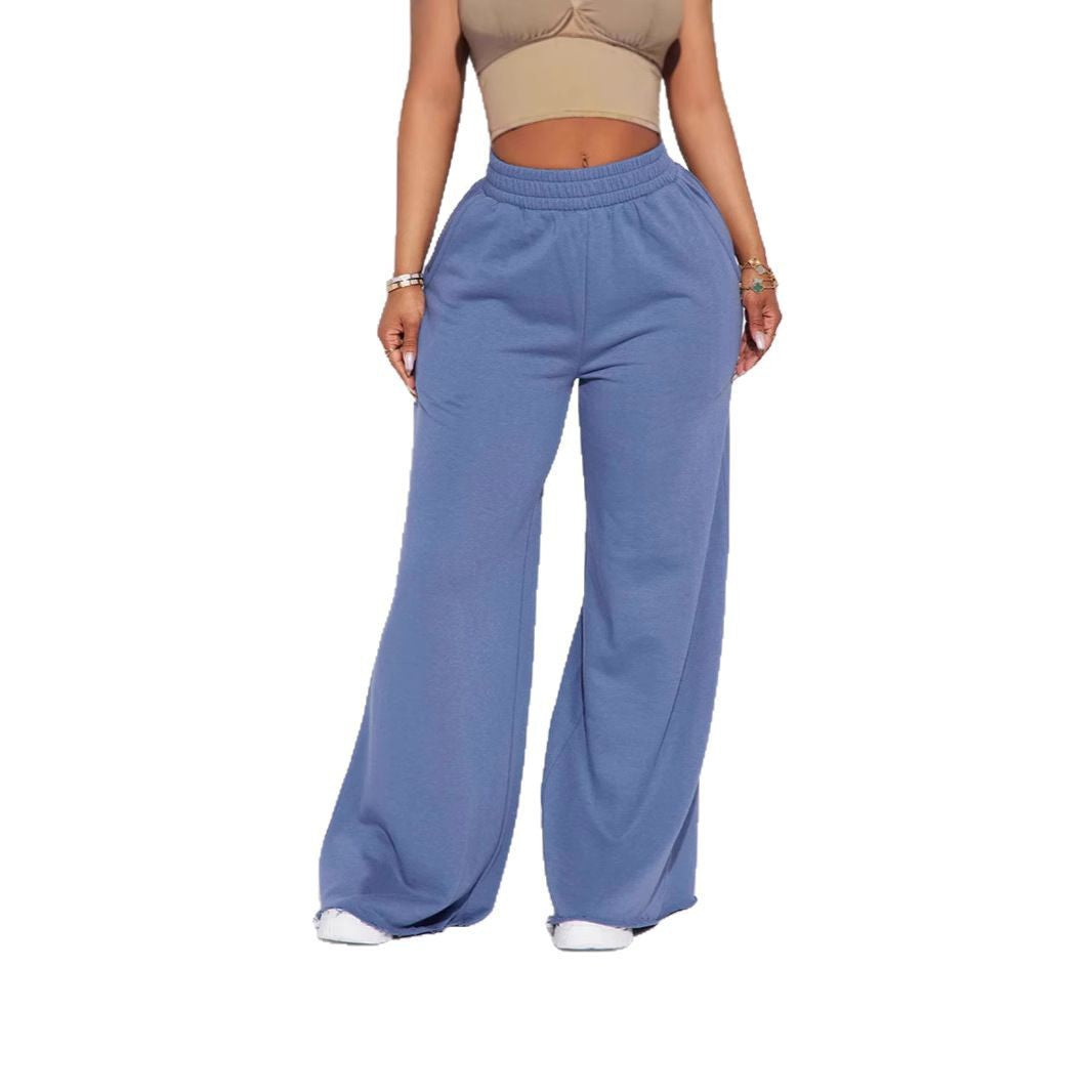 Damen nan weite High-Waist Loungehose mit elastischem Bund und praktischen Seitentaschen Drune