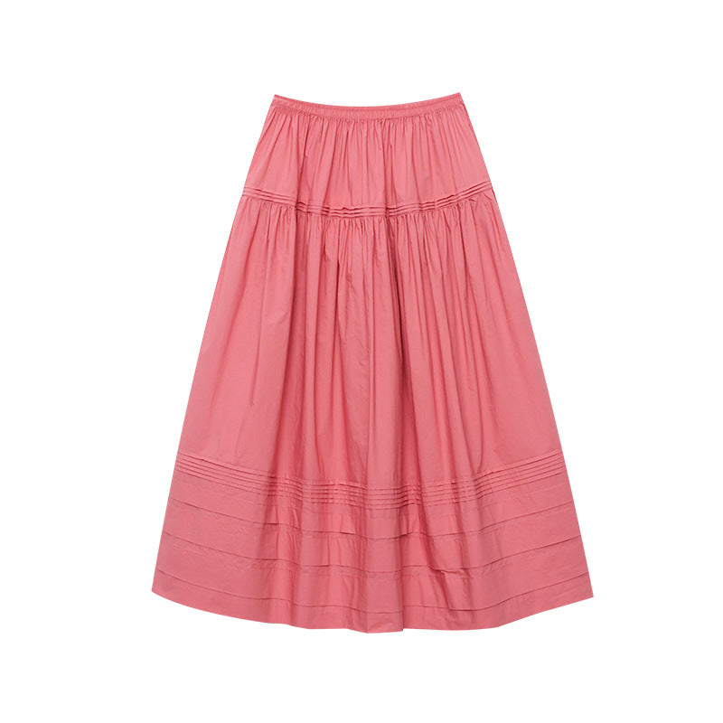 Damen eleganter Midirock mit voluminösem Design und bequemem Taillenzug Drune