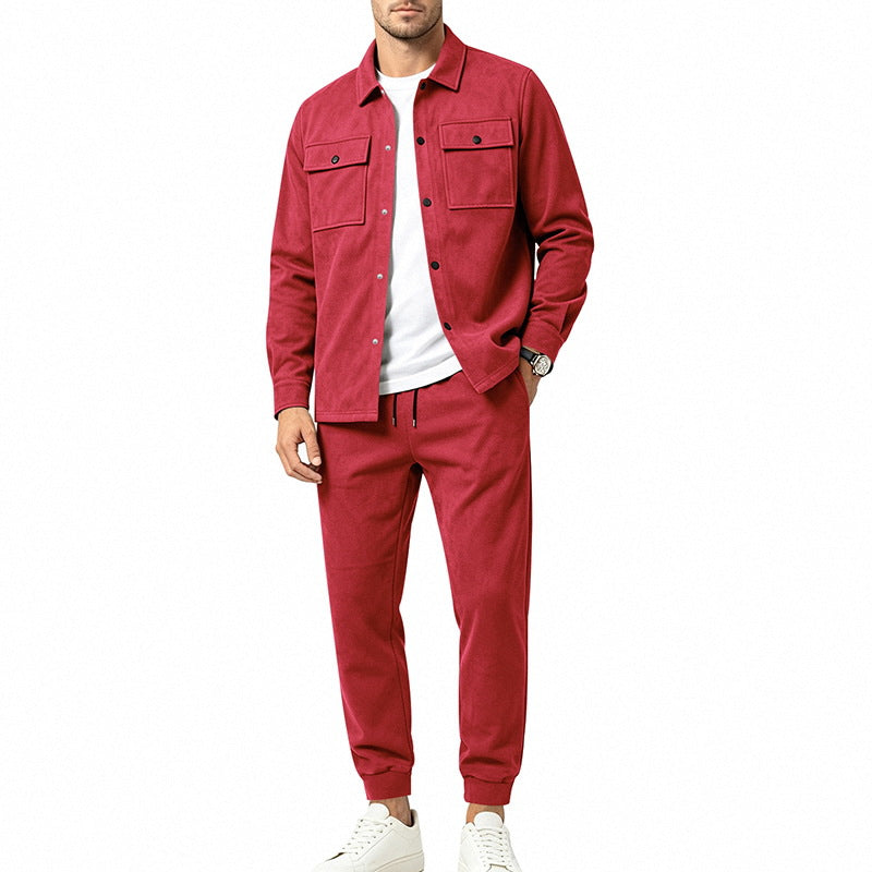 Herren Overshirt- und Jogginghose-Set aus weichem Baumwollmix Drune