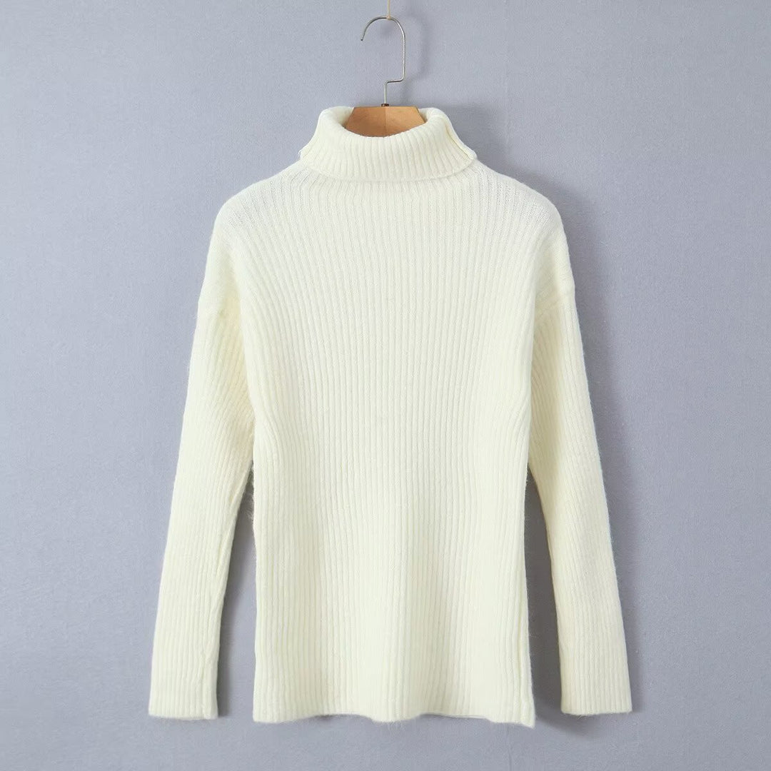 Damen Grobstrickpullover mit Stehkragen Drune