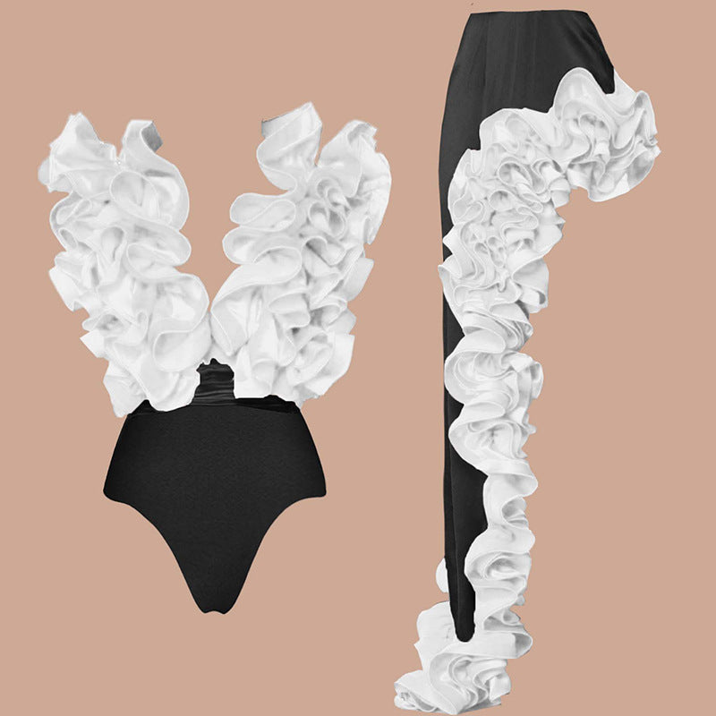 Damen auffälliges Badeanzug und Palazzo-Hose Set Drune