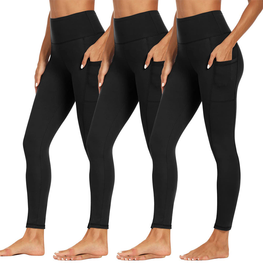 Damen Athletische Stretch-Leggings mit hoher Taille und seitlichen Taschen Drune