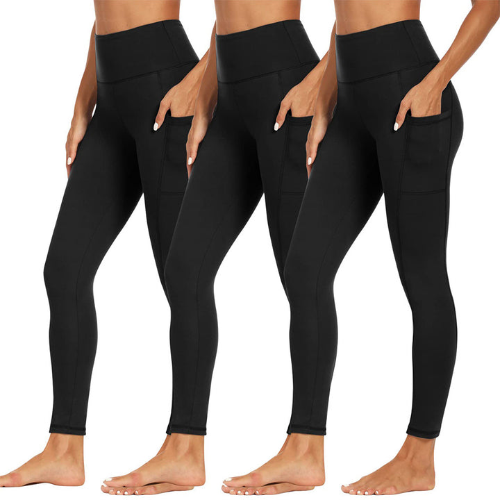 Damen Athletische Stretch-Leggings mit hoher Taille und seitlichen Taschen Drune