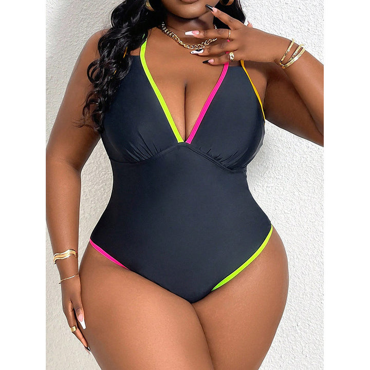 Damen eleganter Einteiler Badeanzug mit kontrastierenden Details Drune