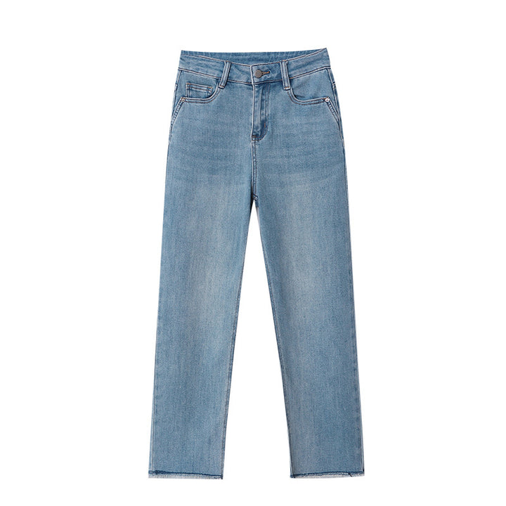 Damen High-Waist Jeans mit fransigen Säumen Drune