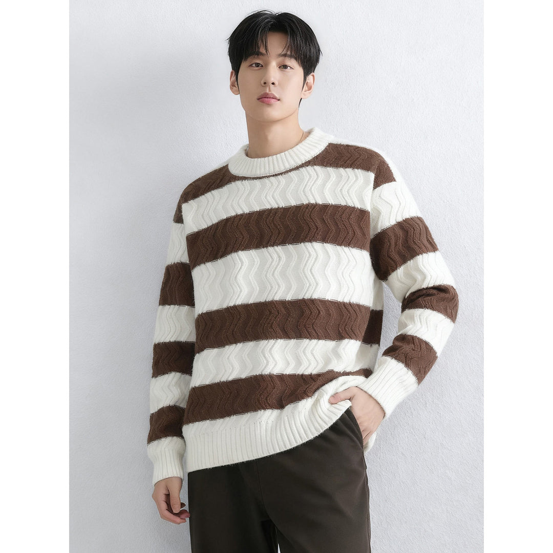 Herren Grobstrickpullover mit Wellenmuster Drune