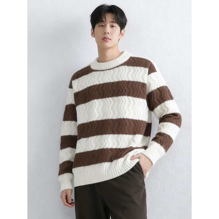 Herren Grobstrickpullover mit Wellenmuster Drune
