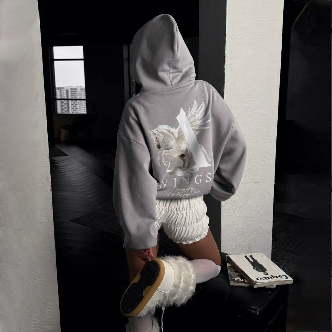 Damen Urbaner Hoodie mit einzigartigem Grafikdesign Drune