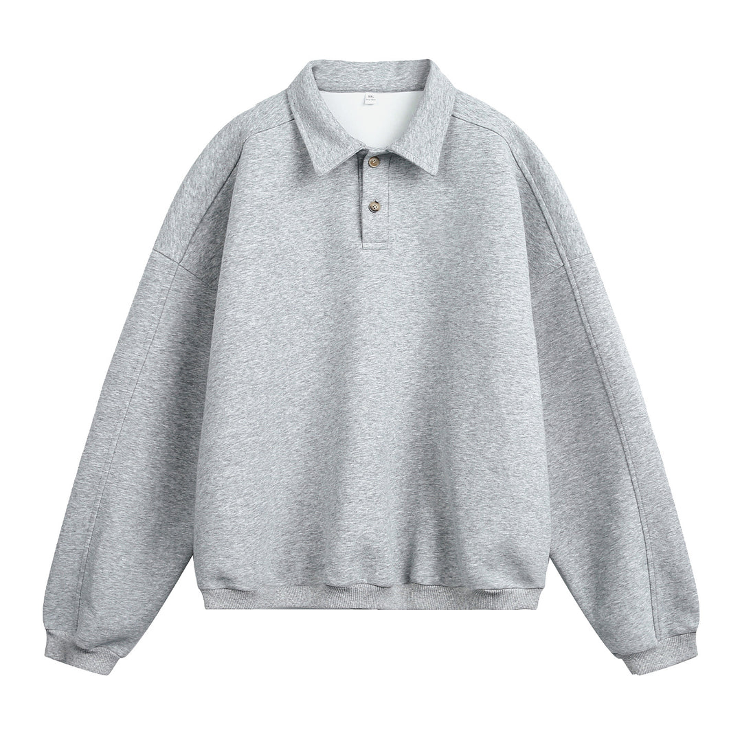 Unisex Lässiges Oversize-Polo-Sweatshirt mit Hemdkragen, Raglanärmeln und Bündchen Drune