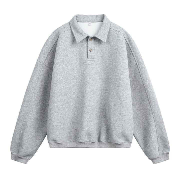 Unisex Lässiges Oversize-Polo-Sweatshirt mit Hemdkragen, Raglanärmeln und Bündchen Drune