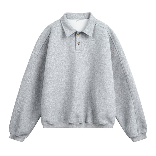 Unisex Lässiges Oversize-Polo-Sweatshirt mit Hemdkragen, Raglanärmeln und Bündchen Drune