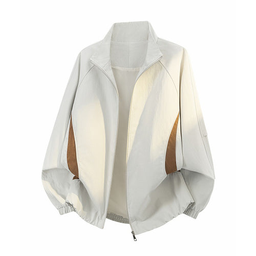 Damen Leichte Oversize Übergangsjacke mit Raglanärmeln, Reißverschluss und Kontrasteinsätzen Drune