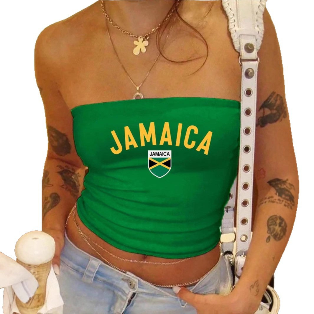 Damen Crop-Top mit seitlichem Logo-Design und elastischem Material Drune
