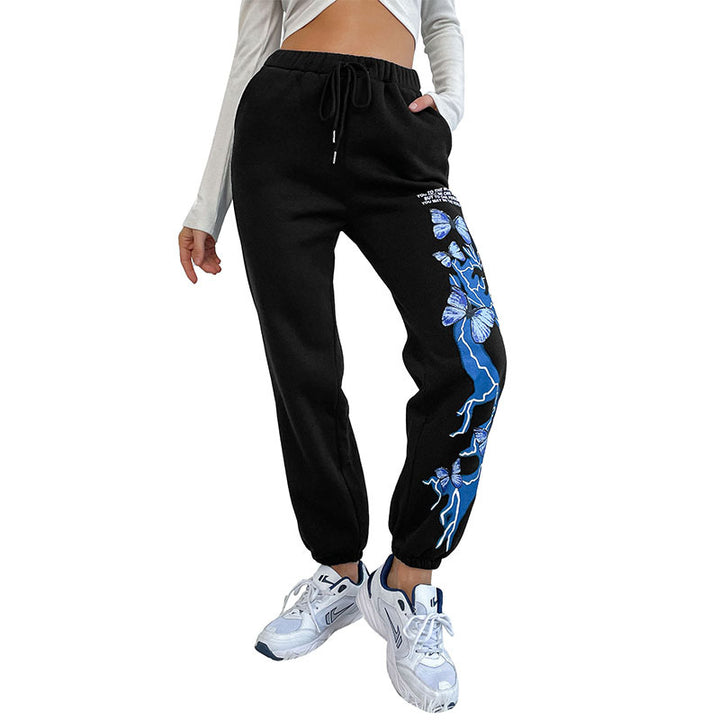 Damen Sportliche Jogginghose mit buntem Schmetterlingsdesign Drune