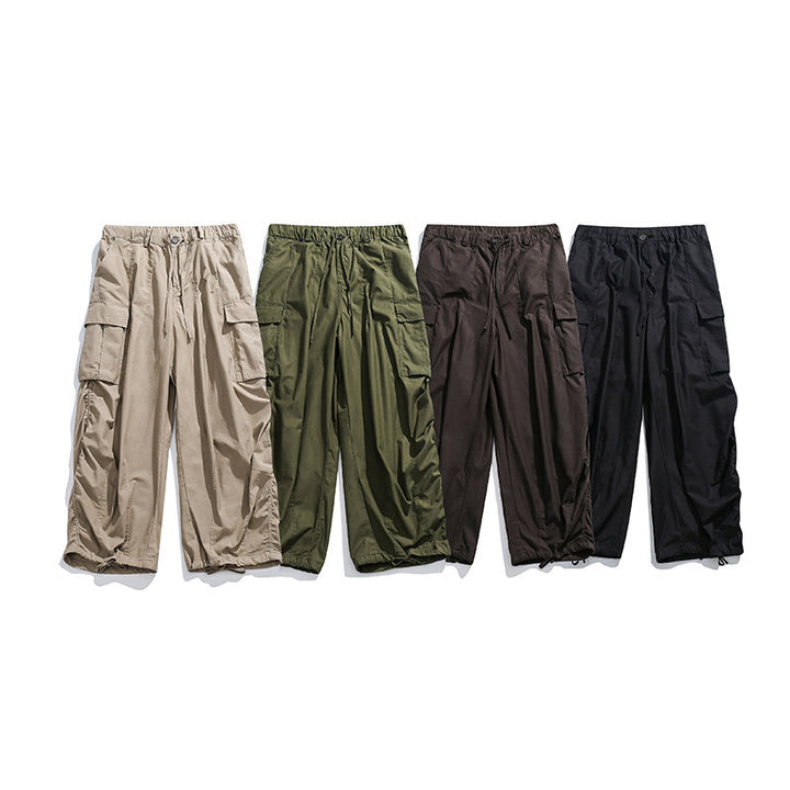 Unisex Weite Cargo-Hose mit Tunnelzugbund, großen Pattentaschen und verstellbarem Saum Drune