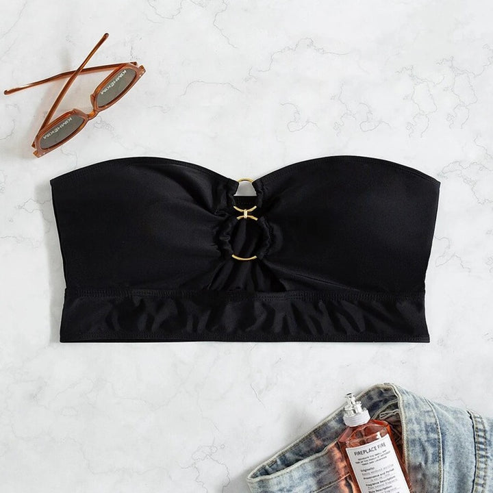 Damen Bandeau-Bikini-Oberteil mit dekorativem Ring-Detail Drune