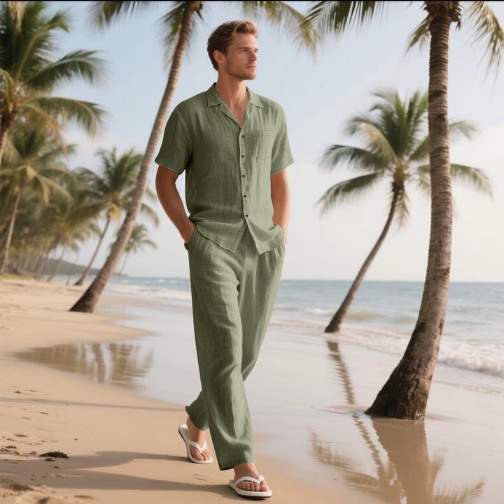 Herren lässiges Leinen Outfit Drune
