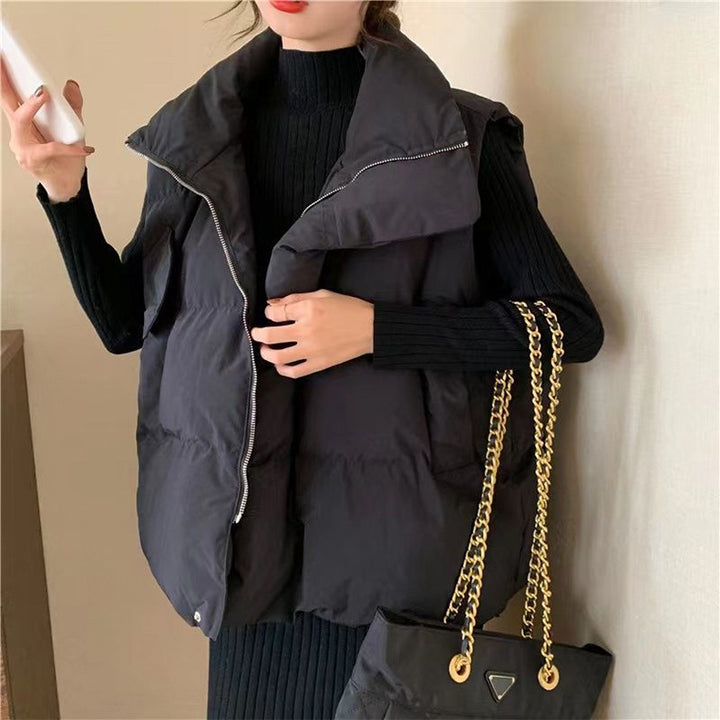 Damen Wattierte Utility-Weste mit seitlichen Taschen und hohem Kragen Drune