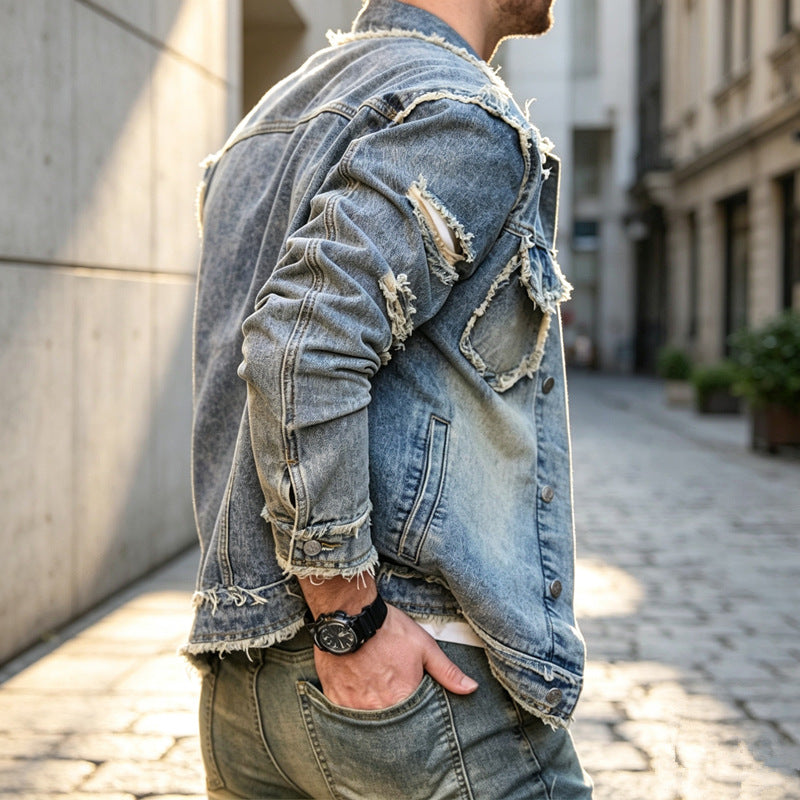 Herren Stylische Destroyed Jeansjacke Drune