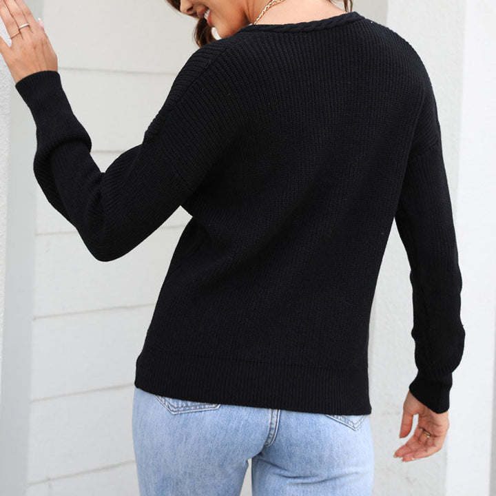 Drune | Schlichter Einfarbiger Strickpullover Mit Rundhals