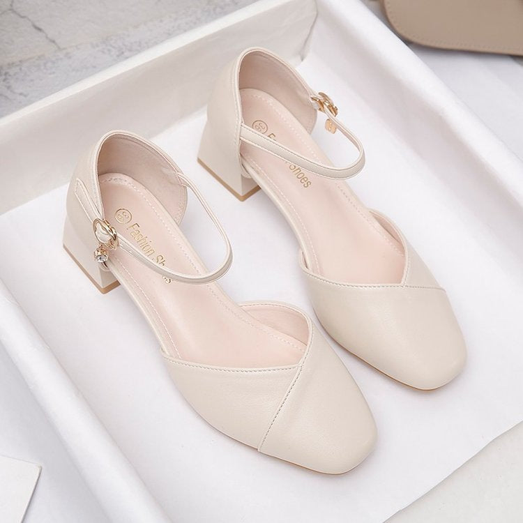 Damen elegante Slingback-Pumps mit modischem Riemen und komfortablem Blockabsatz Drune