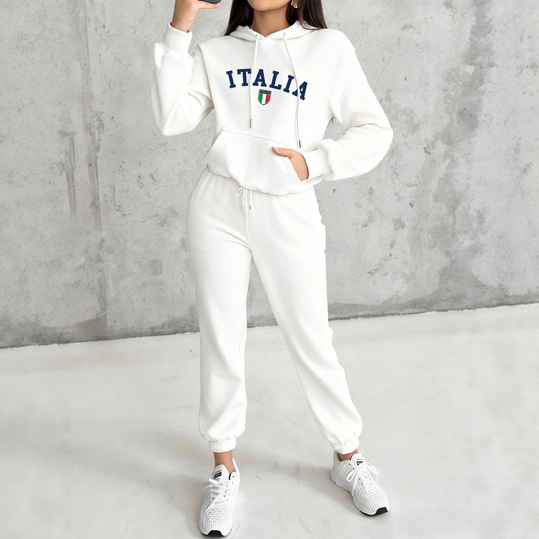 Damen nan kuscheliges Hoodie-Jogginganzug-Set mit Kapuze, Kängurutasche, soft gebürstetem Innenfutter und Mexico-Print Drune