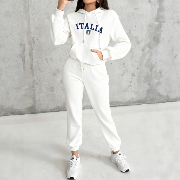 Damen nan kuscheliges Hoodie-Jogginganzug-Set mit Kapuze, Kängurutasche, soft gebürstetem Innenfutter und Mexico-Print Drune