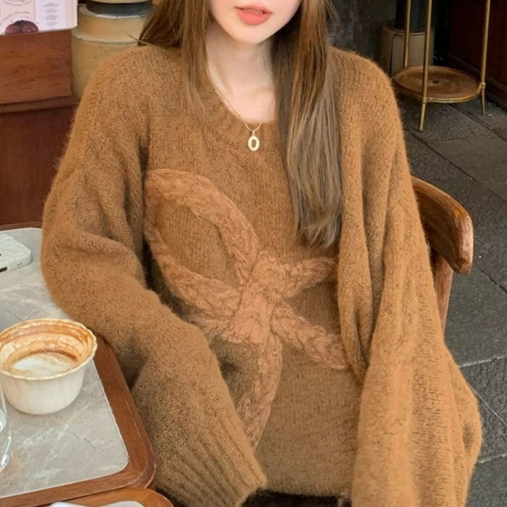 Damen Grobstrickpullover mit dekorativem Zopfdesign Drune