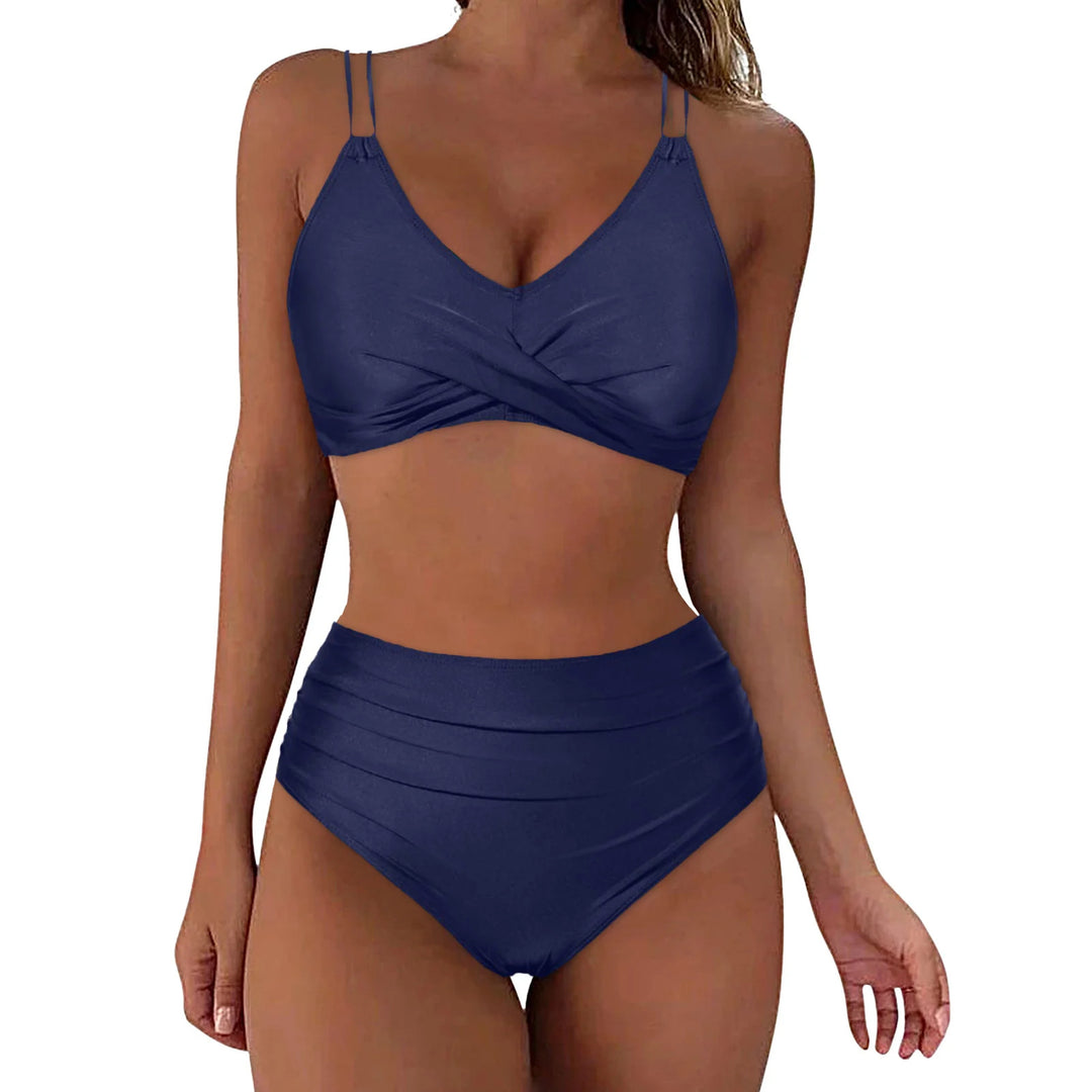 Damen Hochgeschnittenes Bikini-Set mit elegantem Wickeldesign Drune