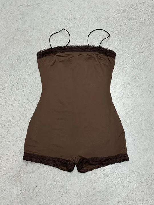 Damen Body mit Spitzenabschlüssen Drune