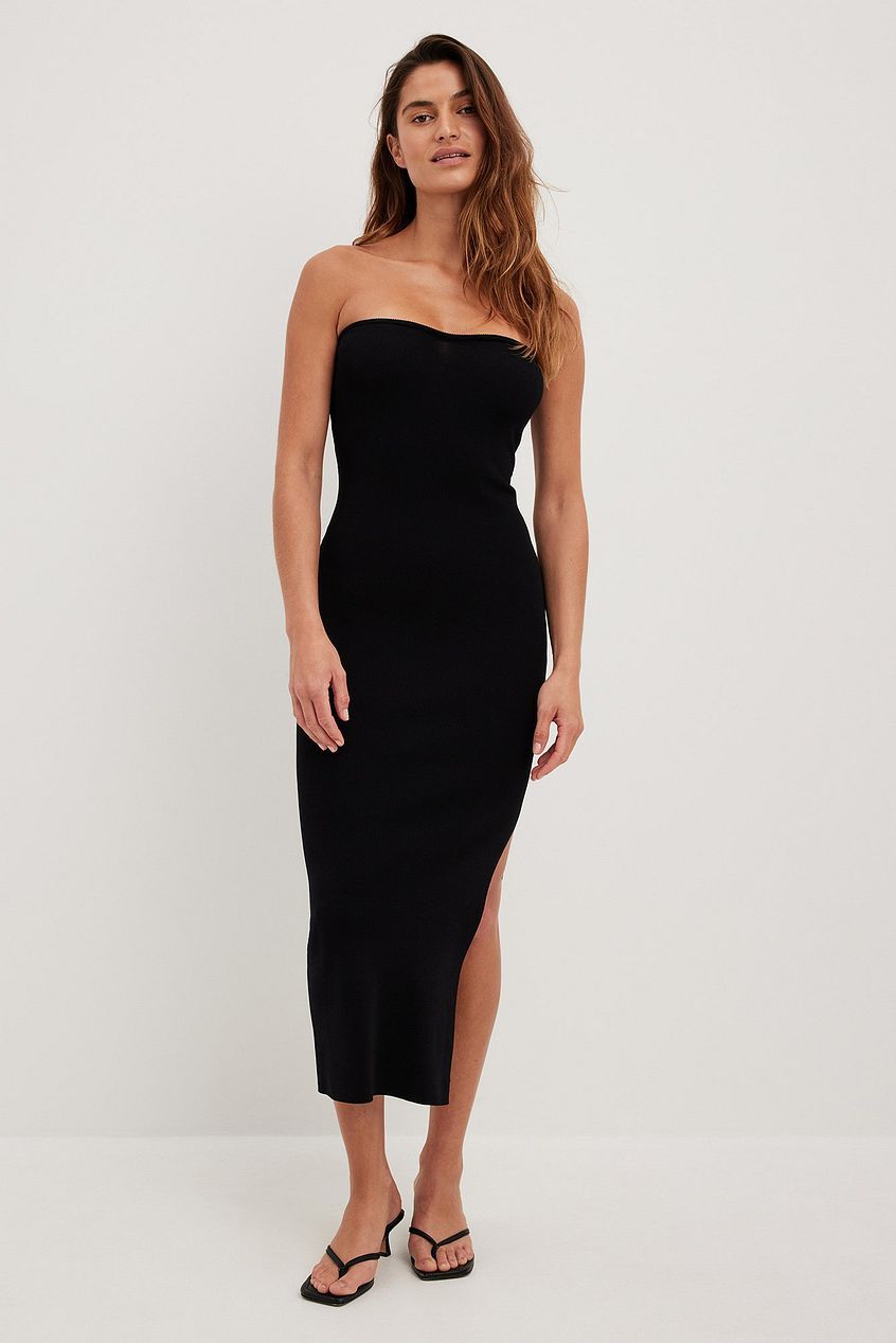 Damen langes Sommerkleid mit figurbetontem Schnitt und seitlichem Schlitz Drune