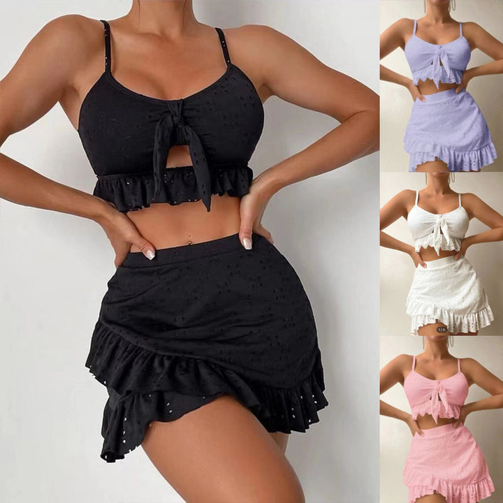 Damen Rüschen Crop-Top mit angesagtem Rock Drune