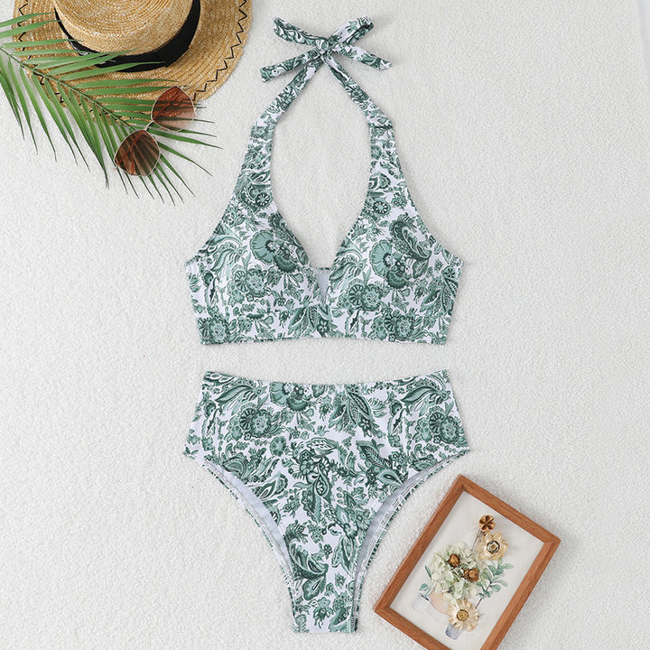 Damen Hochgeschnittener Bikini mit verspieltem Paisley-Muster Drune