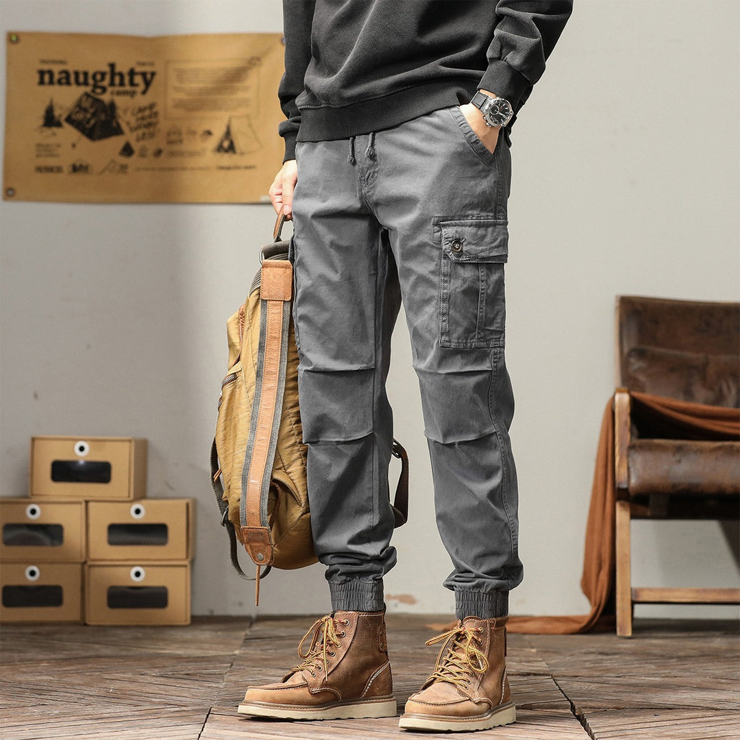 Herren Cargo-Joggerhose mit Kordelzug, Mehrfachtaschen & elastischen Bündchen Drune