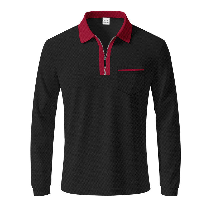 Herren Langarm-Polo mit Reißverschluss und Brusttasche Drune