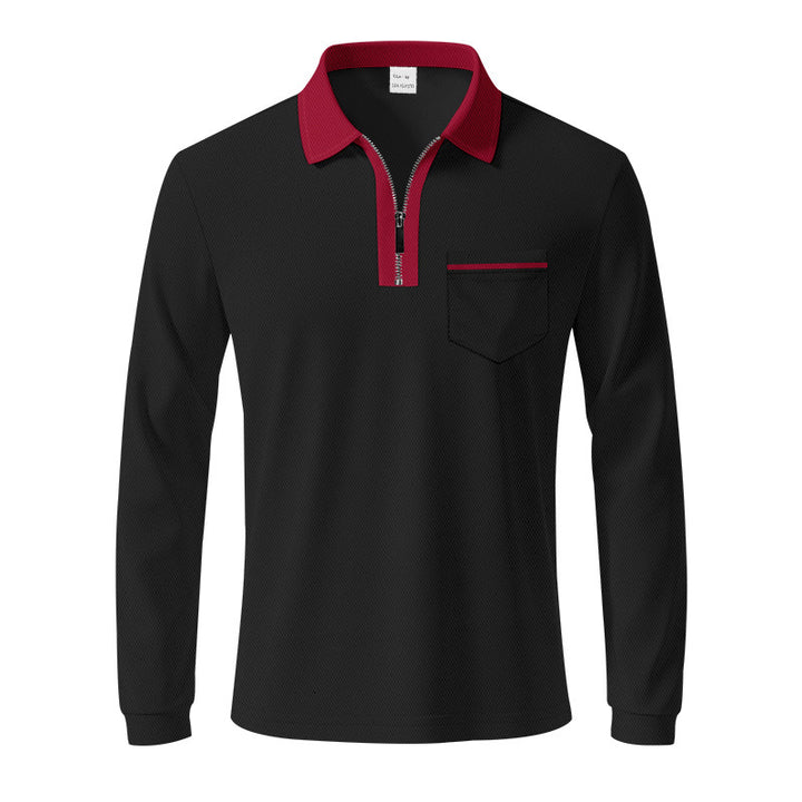 Herren Langarm-Polo mit Reißverschluss und Brusttasche Drune