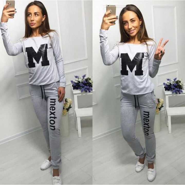 Damen Sportliches Freizeit-Set mit kreativem Aufdruck Drune