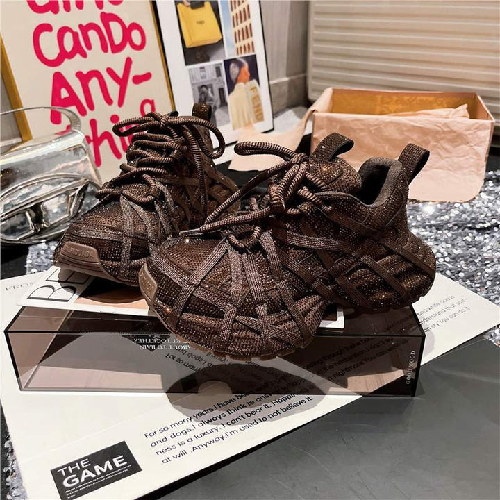 Damen Glamouröse Chunky‑Sneaker mit komplettem Strassbesatz und profilierter Gummisohle Drune