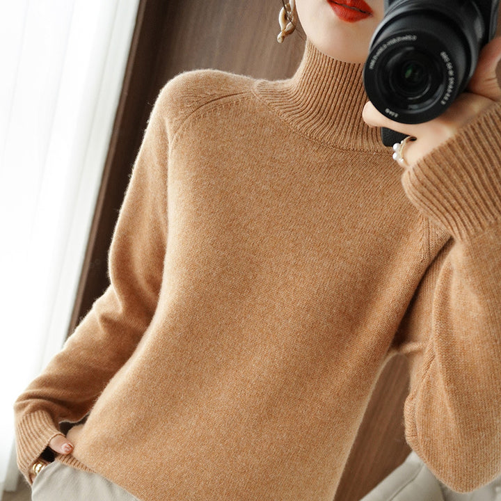 Damen Rollkragenpullover aus Kaschmir-Mix mit feiner Rippstruktur und überschnittener Schulter Drune