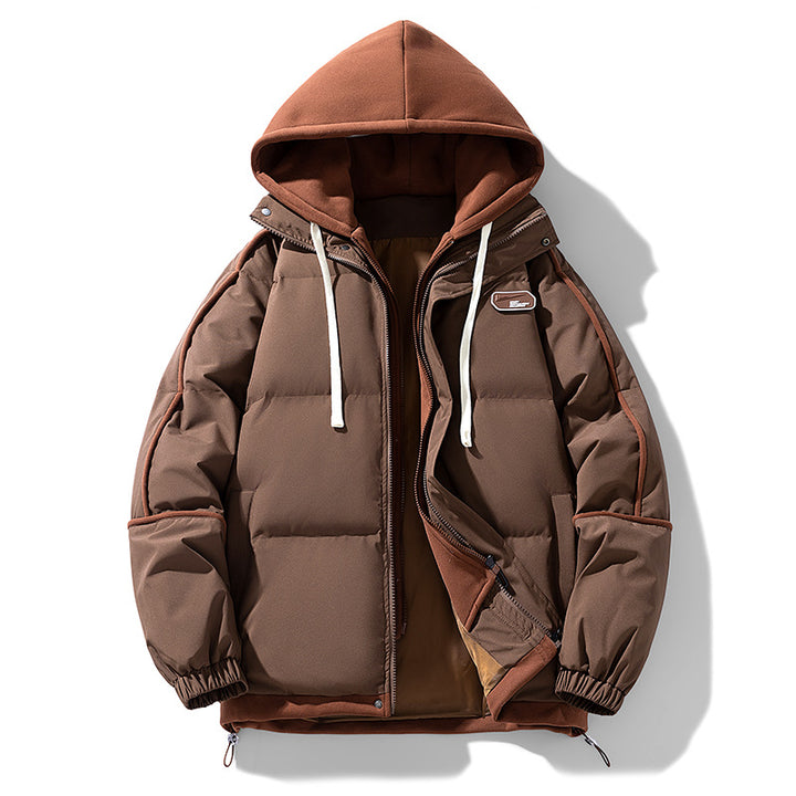 Damen Kurz geschnittene Steppjacke mit kontrastierender Fleece‑Kapuze und Kordelzug Drune